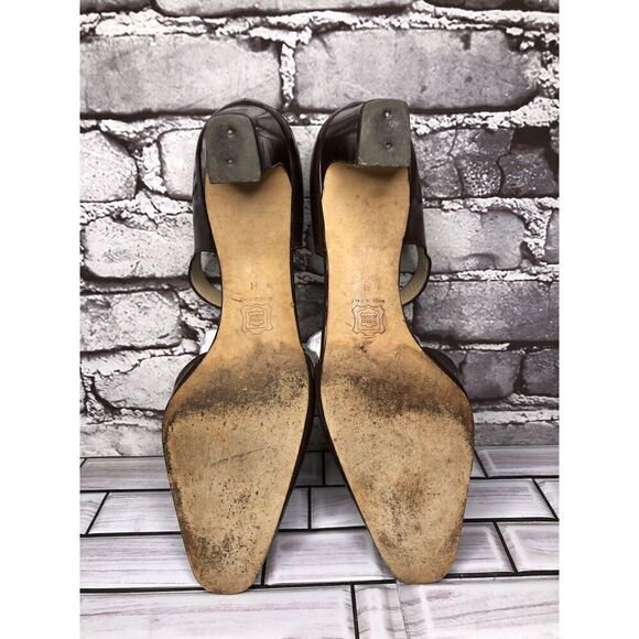 Silvia Florentina Brown Patent Leather Mary Jane Strap Heels Women Sz 9M US/40EU - Picture 13 of 16